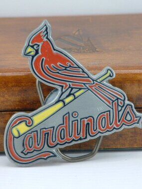 MLB Cardinal Red & Silver Belt Buckle